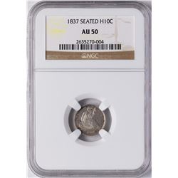 1837 Seated Liberty Half Dime Coin NGC AU50