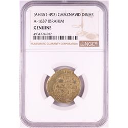 AH451-492 Ghaznavid Dinar A-1637 Ibrahim Gold Coin NGC Genuine