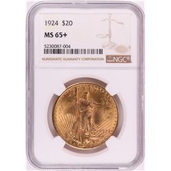 1924 $20 St. Gaudens Double Eagle Gold Coin NGC MS65+