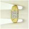 Image 4 : Estate 18k Yellow Gold E VVS2 1.01 ctw Pave Set Diamond Scalloped Ribbed Ring