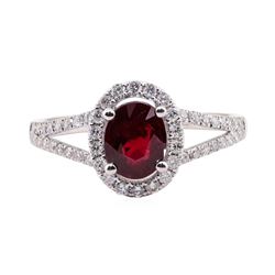 1.00 ctw Ruby and Diamond Ring - 14KT White Gold