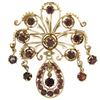 Image 1 : Vintage 14k Yellow Gold 6.75 ctw Round Garnet Open Work Dangle Pin Brooch Pendan