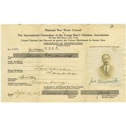 James Naismith Signed WWI Document PSA/DNA 