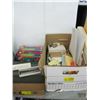 Image 1 : 2 BOXES OF MISC POST IT NOTES, HARRY POTTER BOOKS ETC.