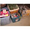 Image 1 : 3 BINS OF MISC DECORATIVE ITEMS, BASKET ETC.