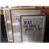 Image 1 : 3 FRAMED HONOLULU STAR BULLETIN NEWSPAPERS FROM SUNDAY DEC 7TH 1941
