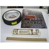 Image 1 : WORTH TIRE CLOCK, FORD THERMOMETER, AMERICAN HOT ROD METAL SIGN