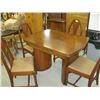 Image 1 : FIGURED WALNUT DRAW LEAF TABLE WITH 4 FLUTED LEG CHAIRS