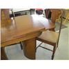 Image 2 : FIGURED WALNUT DRAW LEAF TABLE WITH 4 FLUTED LEG CHAIRS