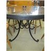 Image 2 : WAGON WHEEL TABLE WITH HEAVY METAL BASE, 4 WOODEN CHAIRS