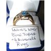 Image 2 : SIZE 9 LADIES 10K BLUE TOPAZ RING W/6 DIAMONDS