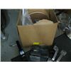 Image 1 : BOX OF MISC HANDLES, SANDER, HITCH ETC.