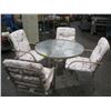 Image 1 : SMALL GLASS PATIO TABLE WITH 4 CHAIRS & CUSHIONS