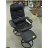 Image 1 : 1 BLACK LEATHER LOOK CHAIR AND FOOT STOOL