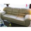 Image 2 : BEIGE LEATHER COUCH & LOVESEAT