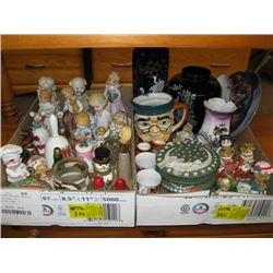 2 FLATS OF FIGURINES, BELLS ETC.