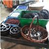 Image 1 : TOTE OF WIRE BASKET, CASTERS AND COGS
