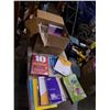 Image 1 : BOX OF SCHOOL SUPPLIES, PAPER, SPIRAL BOUND NOTEBOOKS