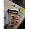 Image 3 : BOX OF OFFICE SUPPLIES, PENS, TACKS