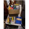 Image 1 : BOX OF SCHOOL SUPPLIES, PENCILS, BINDERS