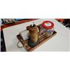 Image 1 : CAST IRON STRING DISPENSER, VINTAGE HOT WATER BOTTLE AND COFFEE JAR WITH SCOOP