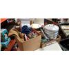 Image 1 : 2 TRAYS OF COLLECTIBLES, INCLUDING CRAFT RIBBON, SWING ARM LIGHT AND MORE