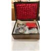 Image 2 : WOOD JEWELRY BOX WITH CONTENTS