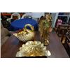 Image 1 : CARVED WOOD SWAN, LEAF AND ANGEL