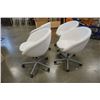 Image 2 : SET OF FOUR WHITE SWIVEL LEATHER LOOK BUCKET CHAIRS