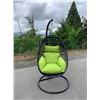 Image 1 : BRAND NEW SINGLE HANGING EGG CHAIR - RETAIL $949 W/ NECK PILLOW, FOLDABLE FRAME, POWDER COATED STEEL