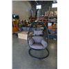 Image 1 : BRAND NEW SINGLE HANGING EGG CHAIR - RETAIL $949 W/ NECK PILLOW, FOLDABLE FRAME, POWDER COATED STEEL
