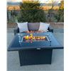 Image 1 : BRAND NEW RATTAN AND GLASS TOP FIRE TABLE RETAIL $999, POWDER COATED ALUMINUM FRAME, 55,000 BTU, CSA