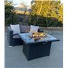 Image 2 : BRAND NEW RATTAN AND GLASS TOP FIRE TABLE RETAIL $999, POWDER COATED ALUMINUM FRAME, 55,000 BTU, CSA