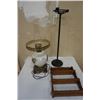 Image 1 : COLONIAL LAMP, SMALL WOOD SHELF  AND METAL STAND