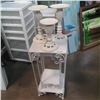 Image 1 : 2 DECORATIVE METAL NESTING SIDE TABLES AND 3 METAL STANDS