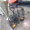 Image 2 : METAL UMBRELLA STAND AND 3 DECORATIVE METAL WINE BOTTLE HOLDERS