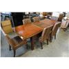 Image 1 : DINING TABLE W/ 2 EXTENSIONS AND 6  RUSH CHAIRS
