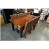 Image 8 : DINING TABLE W/ 2 EXTENSIONS AND 6  RUSH CHAIRS