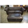 Image 1 : LEATHER STUDDED SOFA AND OTTOMAN
