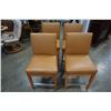 Image 1 : SET OF 4 CHERRYWOOD SWIVEL LEATHER STOOLS