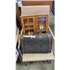 Image 1 : WALNUT DISPLAY CASE AND SMALL TRUNK