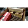 Image 2 : CHAMPAGNE VINTAGED PORTABLE TURN TABLE, ASSORTED RECORDS, HANK WILLIAMS BLOCK SET, ETC