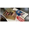 Image 1 : LOT OF VINTAGE WAR BOOKS AND 3 TIN SIGNS