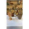 Image 1 : 2 PAPER MACHE FIGURES, CARNIVAL GLASS VASE, AND MID CENTURY VASE