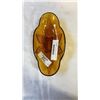 Image 2 : 2 AMBER GLASS DISHES AND VINTAGE FOOTED DISH