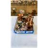 Image 1 : COPPER SERVING PIECES AND CHINA FLOWERS AND MINIATURES