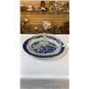 Image 1 : FENTON FLOW BLUE PLATTER AND GLASS SERVING DISH