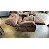 Image 8 : BROWN DOUBLE RECLINING MICROFIBER COUCH WITH STORAGE CONSOLE AND CUPHOLDERS