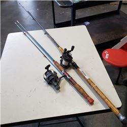 2 FISHING POLES WITH DAIWA  AND ABU GARCIA REELS