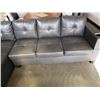Image 2 : BRAND NEW GREY AIR LEATHER 2 PC SECTIONAL SOFA W/ CUPHOLDERS, AND REMOVABLE PILLOW BACKS, RETAIL $13